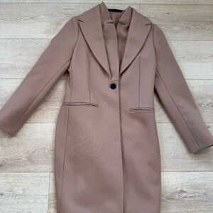 ALLSAINTS Lyris Wool Blend Coat in Camel Brown, Size 4